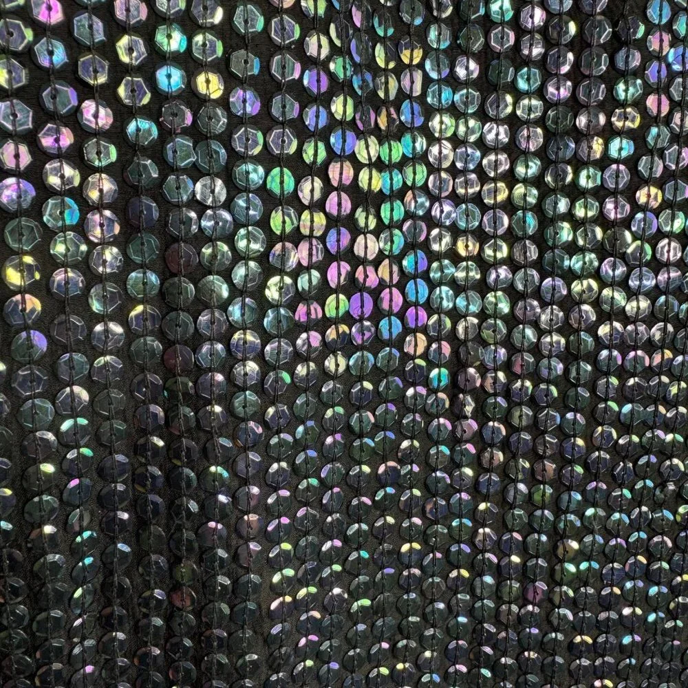 VTG Black Iridescent Mermaidcore Dark Fairy Sequin‎ Skirt 100% Silk Size Medium - Picture 2 of 10